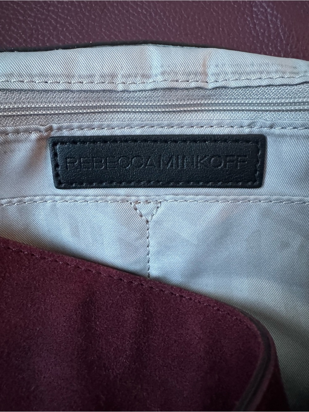 Rebecca Minkoff Keith Medium Satchel Acai Burgundy Leather Suede NWOT - Picture 7 of 13